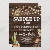 ウェスタン誕生日カウボーイバースデーパーティー 招待状 (正面/裏面)