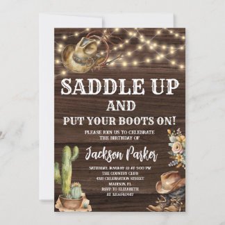 ウェスタン誕生日カウボーイバースデーパーティー 招待状