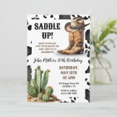 ウェスタン誕生日カウボーイブーツ&ハットカウープリント 招待状 (スタンド正面)