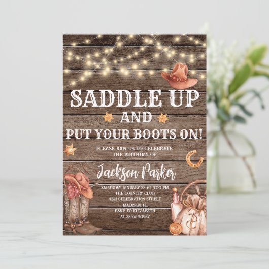 ウェスタン誕生日カントリーブーツバースデーパーティー 招待状 (スタンド正面)