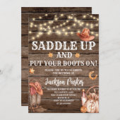 ウェスタン誕生日カントリーブーツバースデーパーティー 招待状 (正面/裏面)