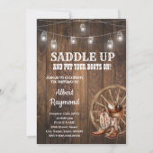 ウェスタン誕生日カントリーブーツ誕生日 招待状 (正面)