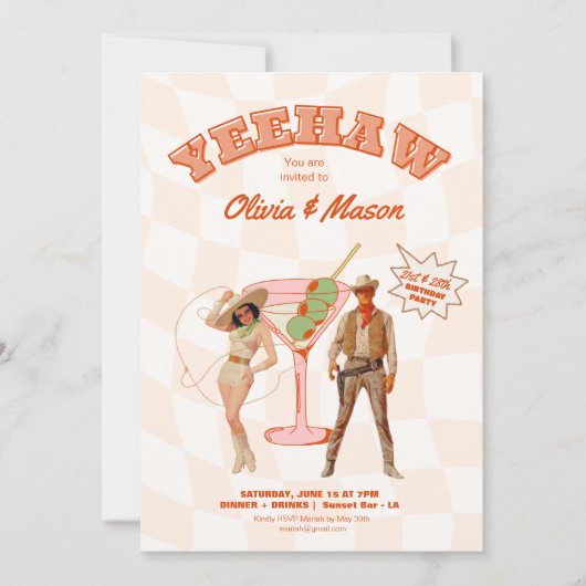 ウェスタン誕生日パーティー 合同パーティー 招待状 (正面)