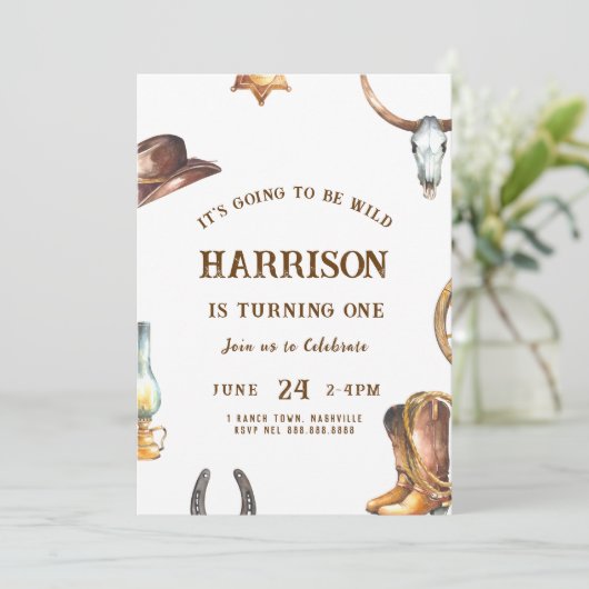 ウェスタン誕生日招待状カウボーイロデオ 招待状 (スタンド正面)
