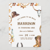 ウェスタン誕生日招待状カウボーイロデオ 招待状 (正面/裏面)