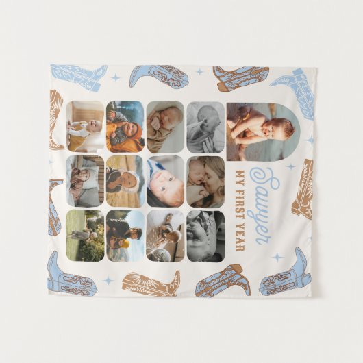 ウェスタン誕生日1年目のフォトタペストリー タペストリー (正面(横))