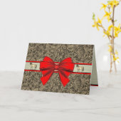 ウェスタン調フェイクレザー調プリント クリスマス カード (黄色い花)