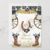 ウェスタン金ゴールドとブラックチャラブーツ15アノス招待状 招待状 (裏面)