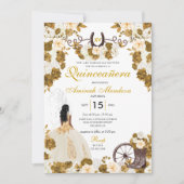 ウェスタン金ゴールドアイボリーチャロ女性のカーボーイキンセアニラ 招待状 (正面)