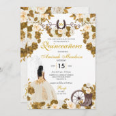 ウェスタン金ゴールドアイボリーチャロ女性のカーボーイキンセアニラ 招待状 (正面/裏面)