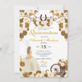 ウェスタン金ゴールドアイボリーチャロ女性のカーボーイキンセアニラ 招待状 (正面)