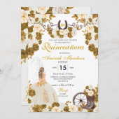 ウェスタン金ゴールドアイボリーチャロ女性のカーボーイキンセアニラ 招待状 (正面/裏面)