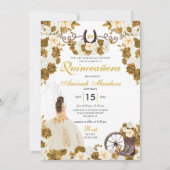 ウェスタン金ゴールドアイボリーチャロ女性のカーボーイキンセアニラ 招待状 (正面)