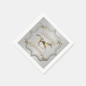 ウェスタン金ゴールドホースオンシルバーホリデイ スタンダードカクテルナプキン (角)