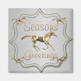 ウェスタン金ゴールドホースオンシルバーホリデイ マグネット