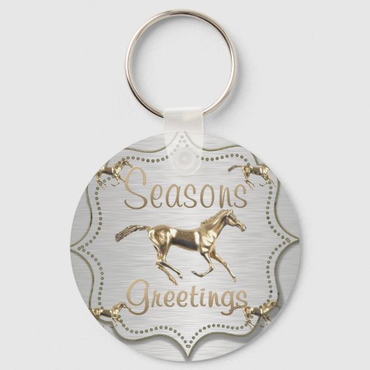 ウェスタン金ゴールドホース季節のごあいさつ キーホルダー (正面)