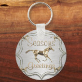 ウェスタン金ゴールドホース季節のごあいさつ キーホルダー (正面)