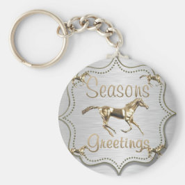 ウェスタン金ゴールドホース季節のごあいさつ キーホルダー