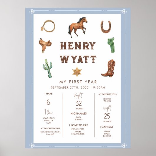 ウェスタン1年目の最初の誕生日マイルストーンポスト ポスター (正面)