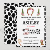 ウェスタン1歳女の子のロデオ 招待状 (正面/裏面)