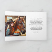 ウェスタン10代の若者女性のカーボーイホース誕生日 カード (内部)