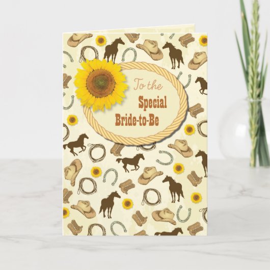 ウェスタン＆ひまわり ブライダルシャワーのベストウィッシュ カード (正面)