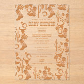 ウェスタン・アース・トーン・カントリー・ブーツ赤ちゃんシャワー アクリル招待状 (正面)