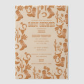 ウェスタン・アース・トーン・カントリー・ブーツ赤ちゃんシャワー ベラム紙招待状 (正面)