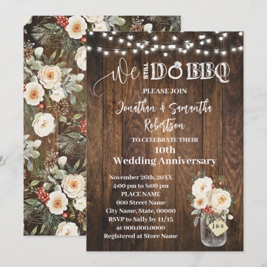 ウェスタン ウィンター 私たちはまだ結婚記念日を祝います 招待状 (正面/裏面)