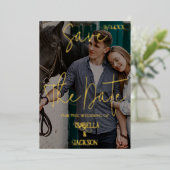 ウェスタン・ウェディング・セーブ・ザ・デイト 箔シーズンカード (立ち正面)