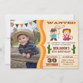 ウェスタン・ウォンボーイ写真誕生日パーティー 招待状 (正面)