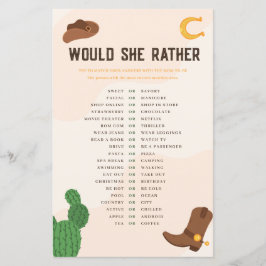 ウェスタン・カウボーイは彼女はむしろ赤ちゃんシャワーのゲームをする