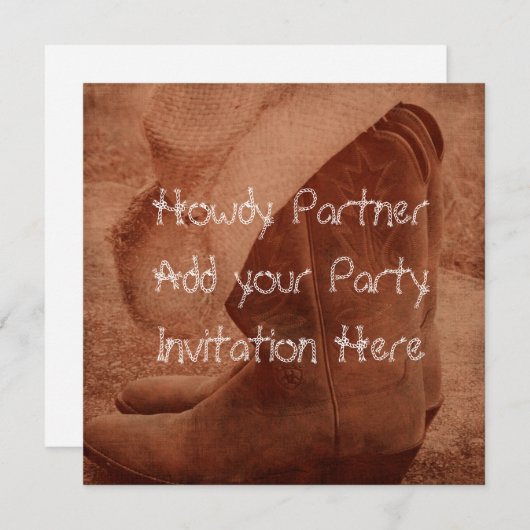 ウェスタン·カウボーイ·バースデー·パーティーの招待 招待状 (正面/裏面)
