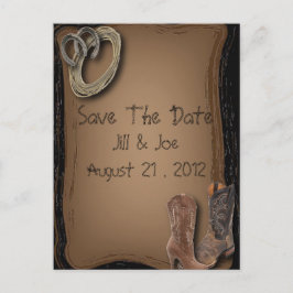 ウェスタン・カウボーイ・ブーツ・ウェディングはデートを除く 案内ポストカード