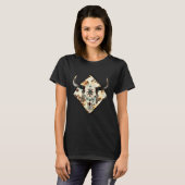 ウェスタン カントリー ボホー 本革 アステカ ターコイズ 牛 Tシャツ (正面フル)