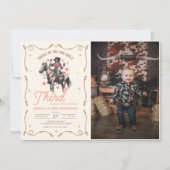 ウェスタン・サドルで女の子の3歳の誕生日を迎え 招待状 (正面)