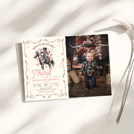 ウェスタン・サドルで女の子の3歳の誕生日を迎え 招待状