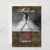 ウェスタン スウィート16 招待 ピンク スター ブラウン 招待状 (裏面)