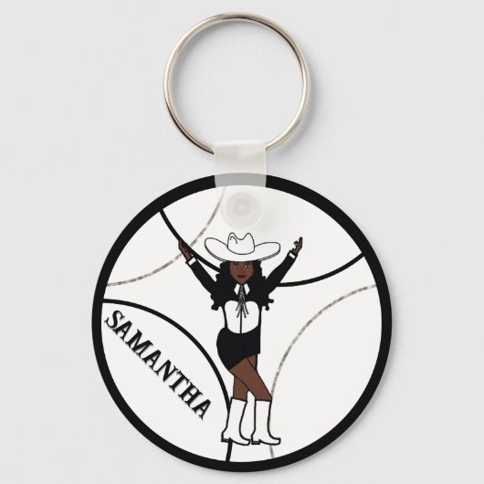 ウェスタン/ダンサーキーチェーン白黒A キーホルダー (正面)