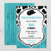 ウェスタン ティール ウッド ロデオ バースデー 招待状 (正面/裏面)