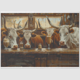 ウェスタン・デイリー・バー・デコパージュでロングホーン牛 薄葉紙