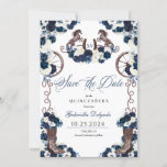 ウェスタン・ネイビー・ブルー・チャロSave The Date Quinceaenera 招待状<br><div class="desc">ウェスタンネイビーブルーシャーロザデイトキンセニェラ招待状</div>