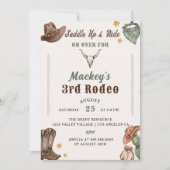 ウェスタン バースデー ラスティック 3歳 バースデー パーティー 招待状 (正面)