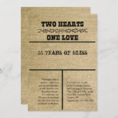 ウェスタン バーラップ 結婚記念日 招待状 (正面/裏面)