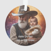 ウェスタン・ファーザー・タイムとベビー新年 オーナメント (裏面)