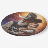 ウェスタン・ファーザー・タイムとベビー新年 ペーパープレート (アングル)