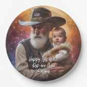 ウェスタン・ファーザー・タイムとベビー新年 ペーパープレート (正面)