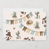 ウェスタン ファースト ロデオの少年誕生日写真ありがとう 招待状 (裏面)