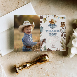 ウェスタン ファースト ロデオの少年誕生日写真ありがとう 招待状