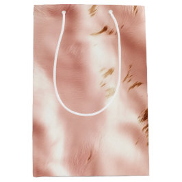 ウェスタン ブラッシュ ピンク フェイク コウハイド ブライダル シャワー ミディアムペーパーバッグ